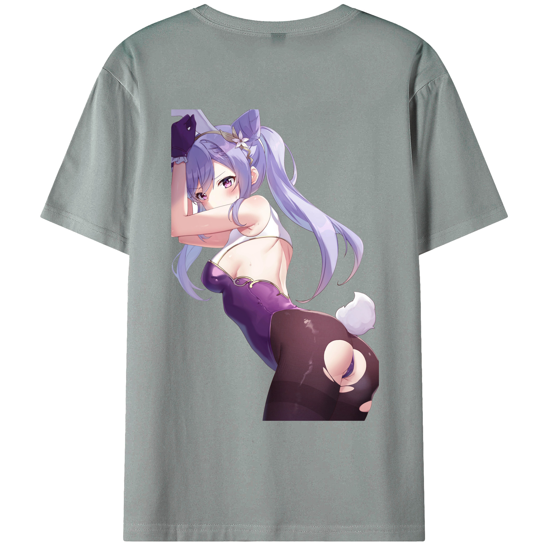 げんし神 刻晴 こくせい genshin Kokusei 綿100％ メンズ半袖Tシャツ（バックプリント） 通気性